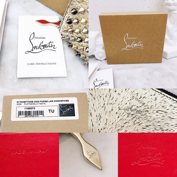 Authentic Christian Louboutin RARE Metallic Tri Toned Compact Zip Card Wallet - Picture 13 of 13